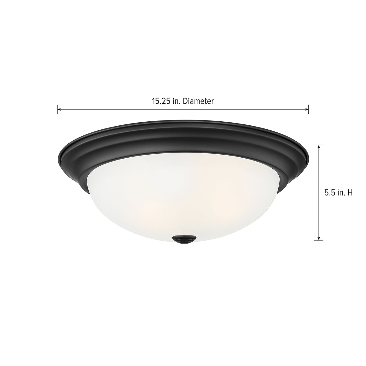 Reedley 13.25 in. Traditional Matte Black Medium-Base (E26) Bulb Flush Mount for Kitchens