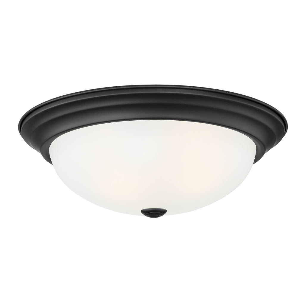 Reedley 13.25 in. Traditional Matte Black Medium-Base (E26) Bulb Flush Mount for Kitchens