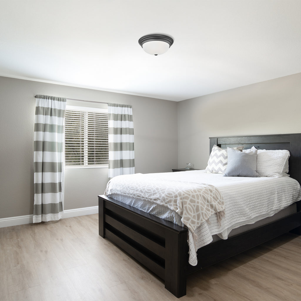 Reedley 13.25 in. Traditional Matte Black Medium-Base (E26) Bulb Flush Mount for Kitchens