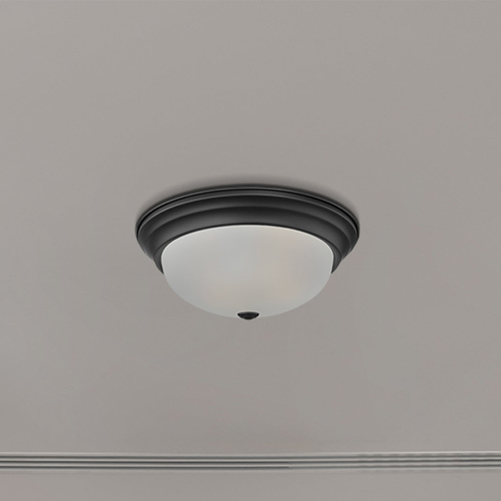 Reedley 13.25 in. Traditional Matte Black Medium-Base (E26) Bulb Flush Mount for Kitchens