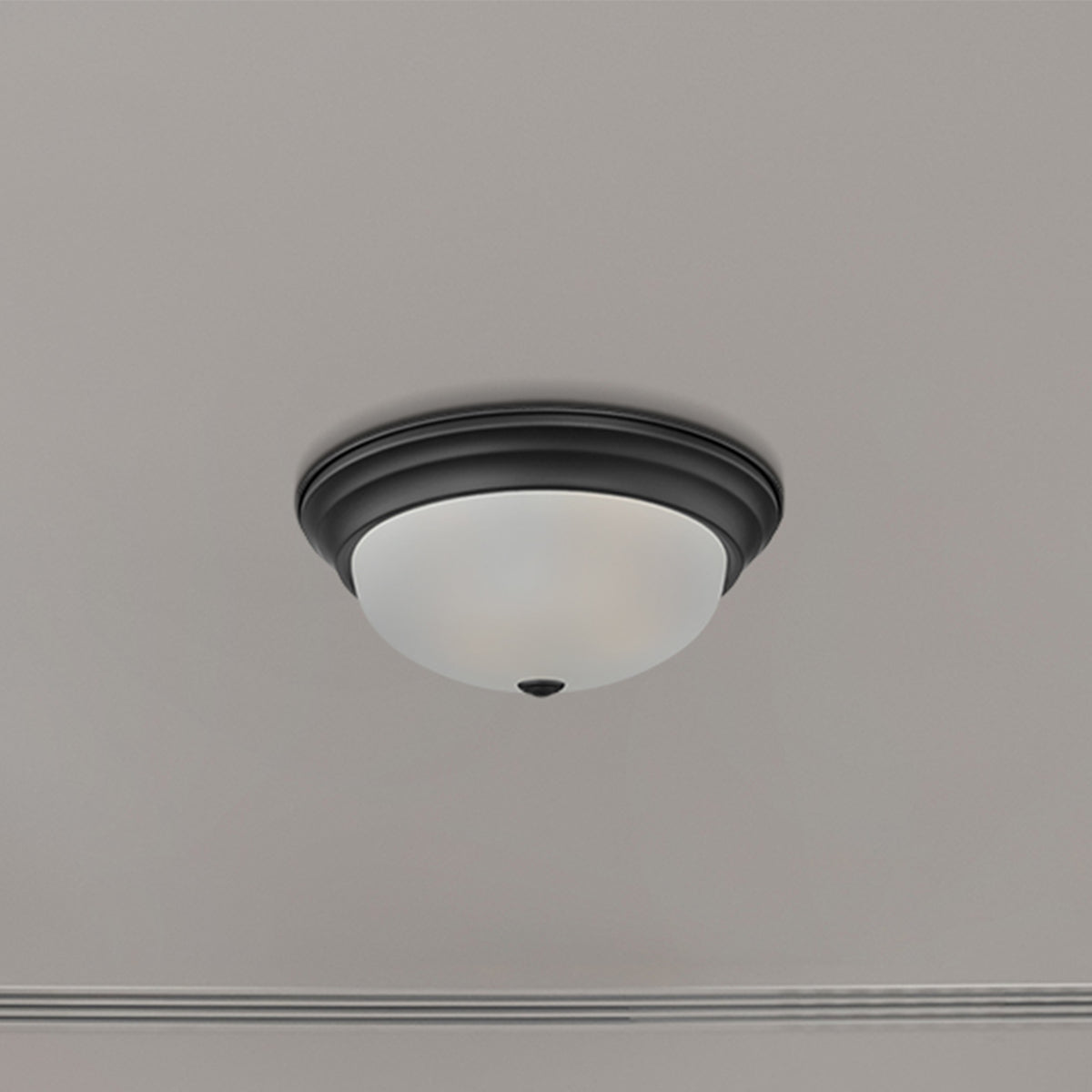 Reedley 13.25 in. Traditional Matte Black Medium-Base (E26) Bulb Flush Mount for Kitchens