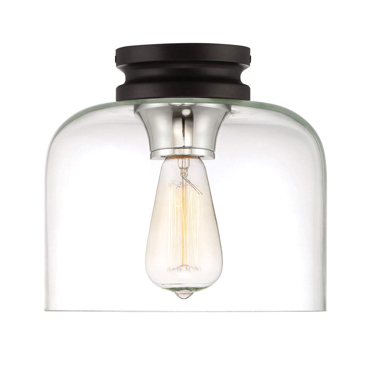 Ezra 9 in. Transitional Black Medium-Base (E26) Bulb Flush Mount for Kitchens