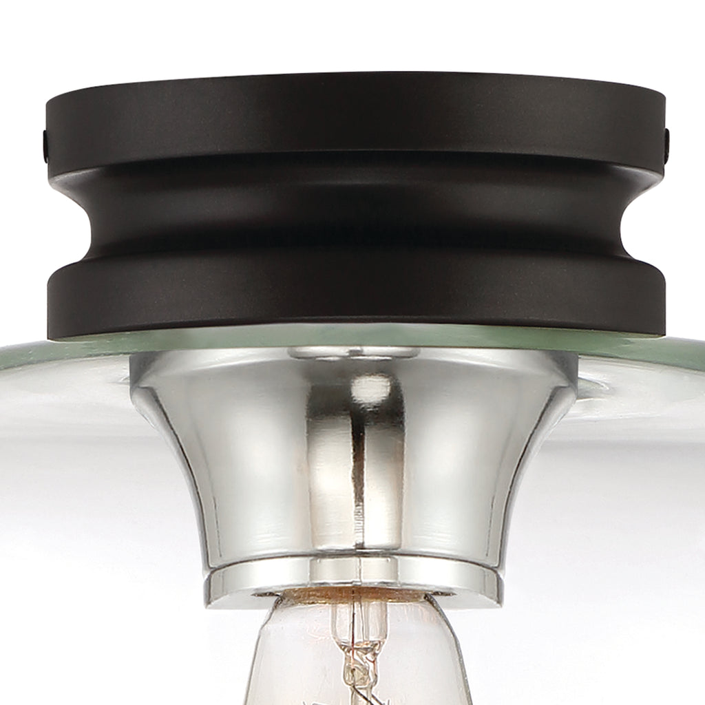 Ezra 9 in. Transitional Black Medium-Base (E26) Bulb Flush Mount for Kitchens