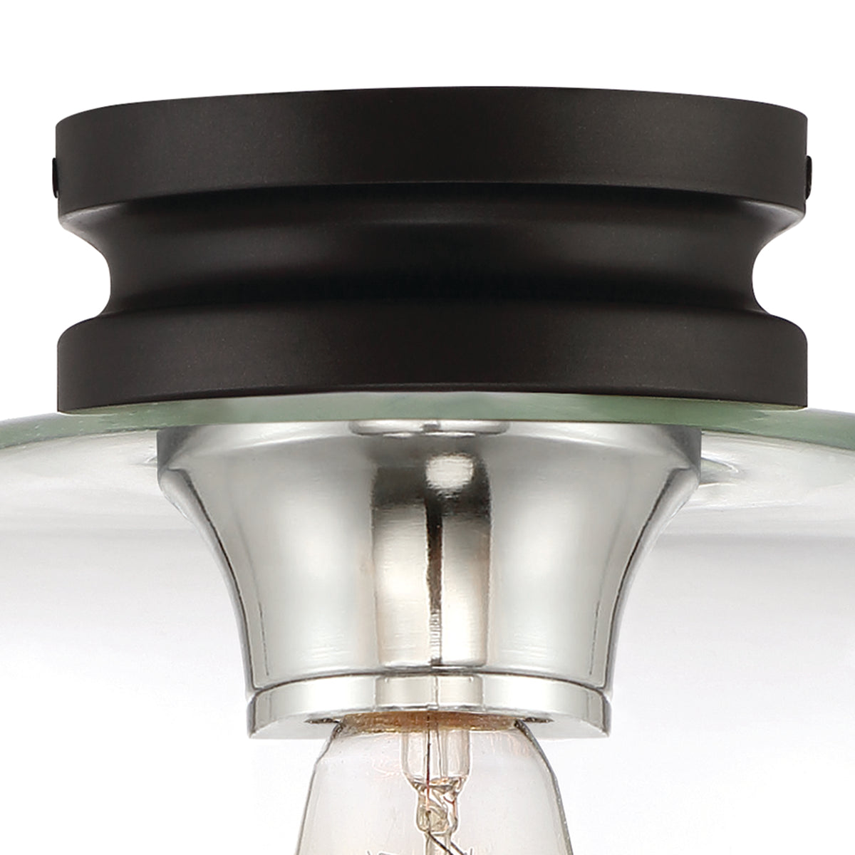Ezra 9 in. Transitional Black Medium-Base (E26) Bulb Flush Mount for Kitchens