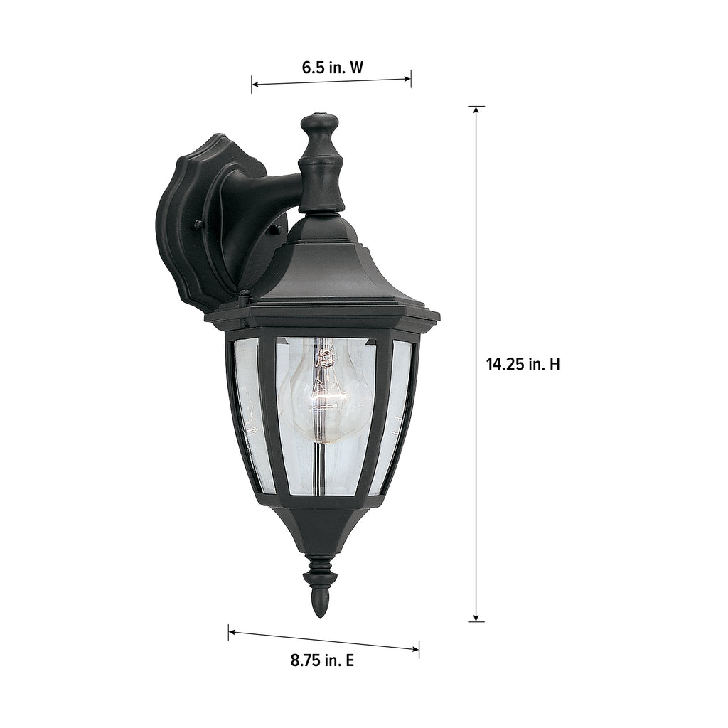 Waterbury 14.25 in. Black 1-Light Outdoor Line Voltage Wall Sconce with No Bulb Included