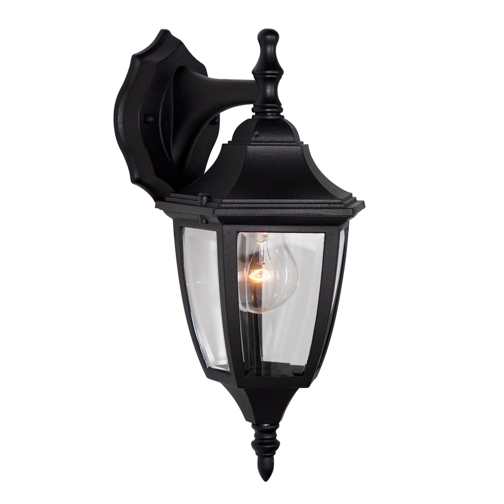 Waterbury 14.25 in. Black 1-Light Outdoor Line Voltage Wall Sconce with No Bulb Included