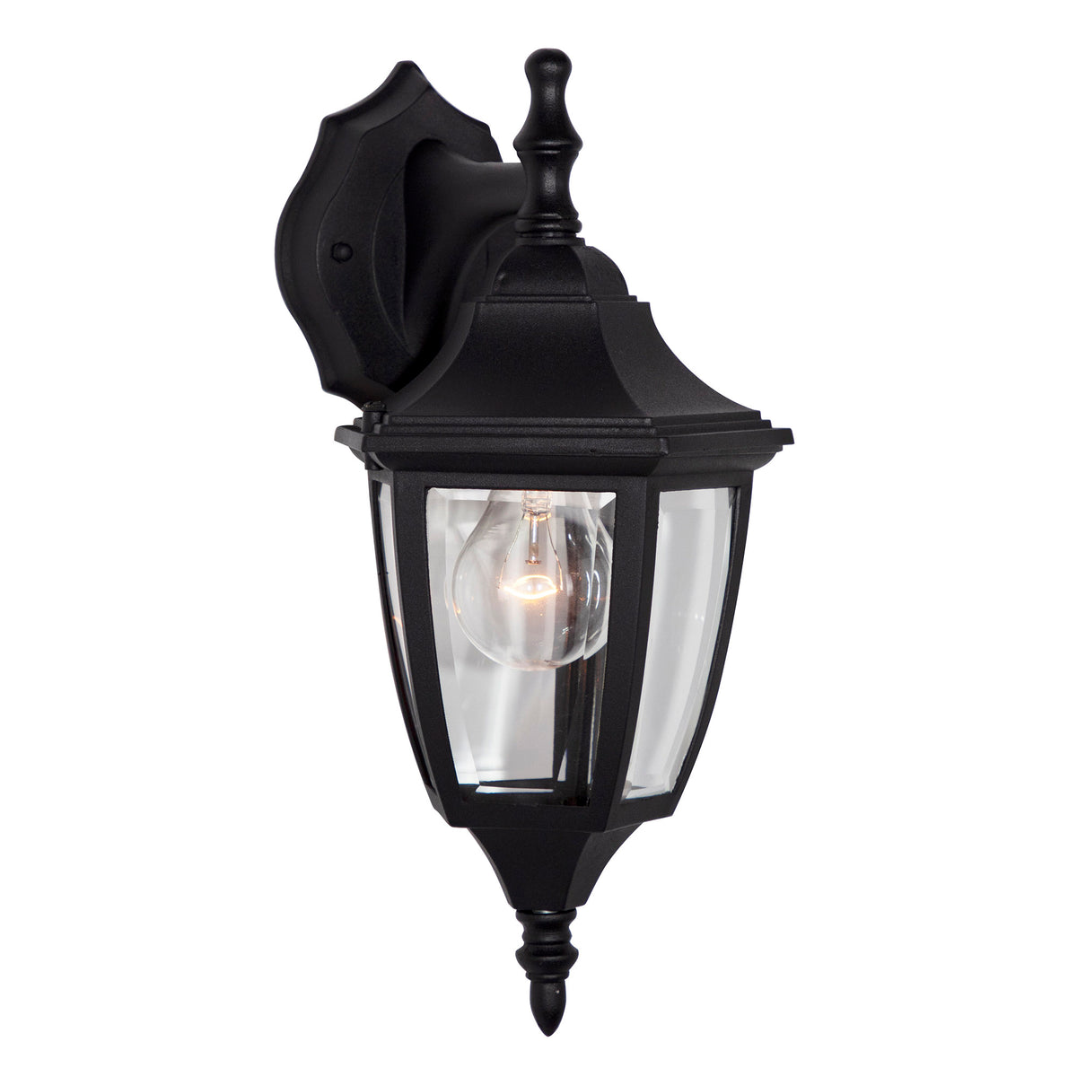 Waterbury 14.25 in. Black 1-Light Outdoor Line Voltage Wall Sconce with No Bulb Included