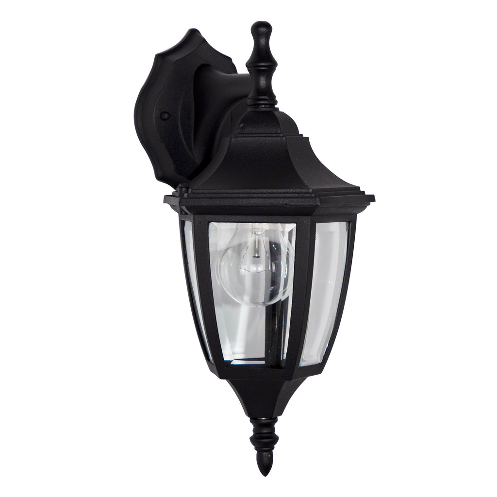 Waterbury 14.25 in. Black 1-Light Outdoor Line Voltage Wall Sconce with No Bulb Included