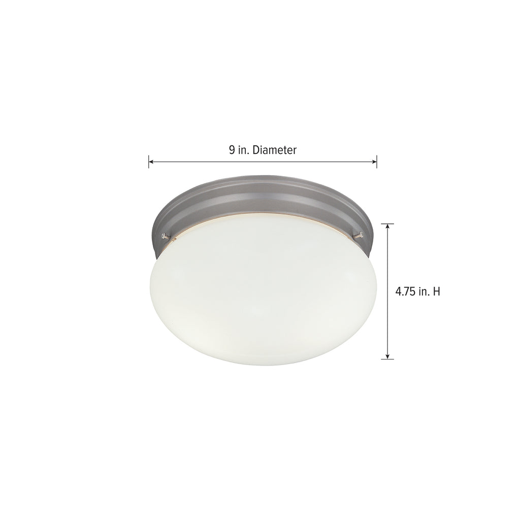 Designers Fountain 9 in. Contemporary Pewter Medium-Base (E26) Bulb Flush Mount for Kitchens