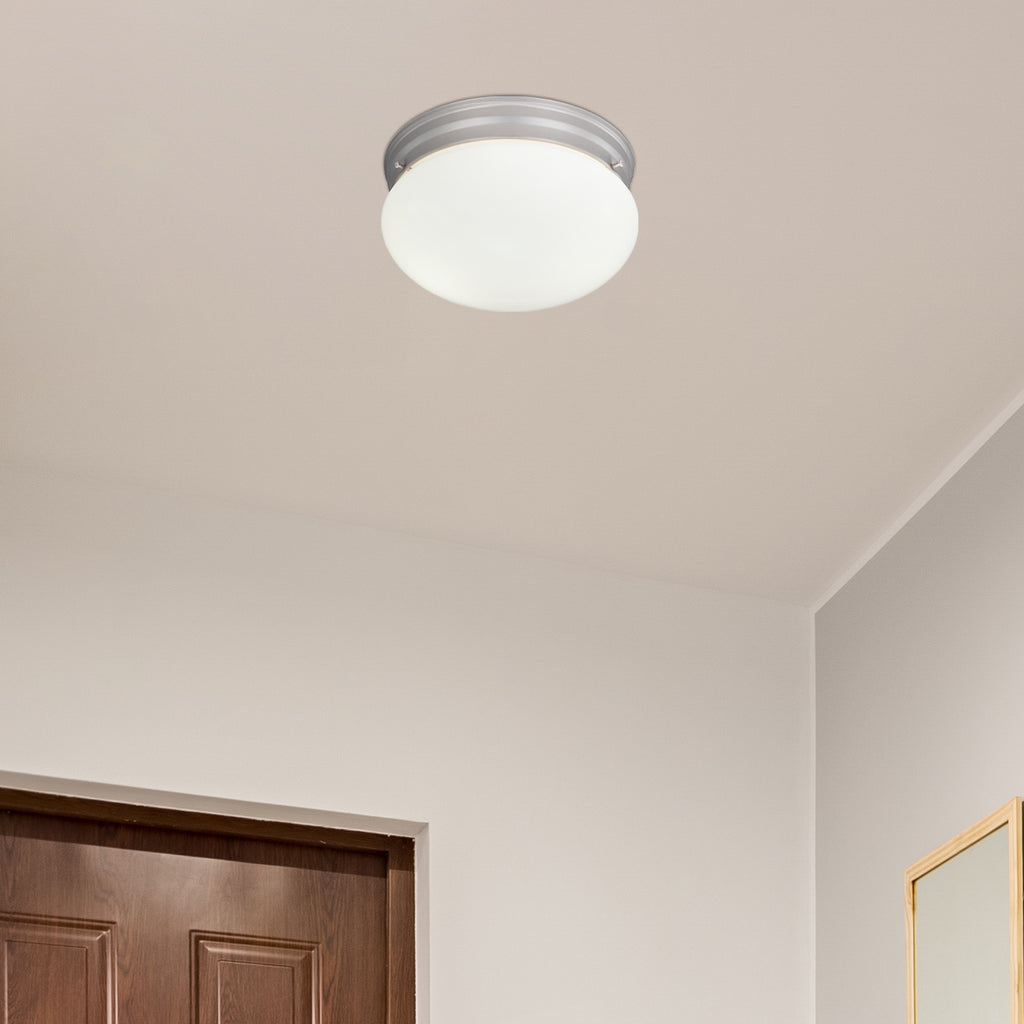 Designers Fountain 9 in. Contemporary Pewter Medium-Base (E26) Bulb Flush Mount for Kitchens