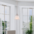 6 in. 1-Light Pewter Transitional Mini Pendant with Alabaster Glass Shade for Entryways
