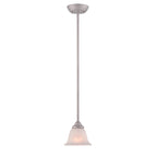 6 in. 1-Light Pewter Transitional Mini Pendant with Alabaster Glass Shade for Entryways