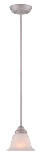 6 in. 1-Light Pewter Transitional Mini Pendant with Alabaster Glass Shade for Entryways