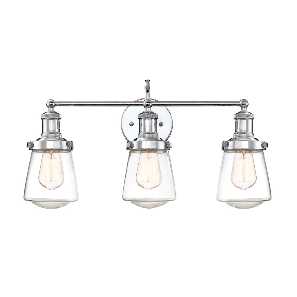 Taylor 22.75 in. 3-Light Industrial Vanity Light with Clear Glass Shades