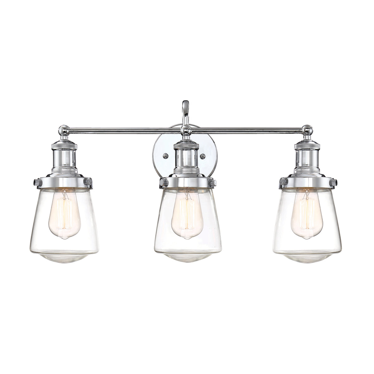Taylor 22.75 in. 3-Light Industrial Vanity Light with Clear Glass Shades