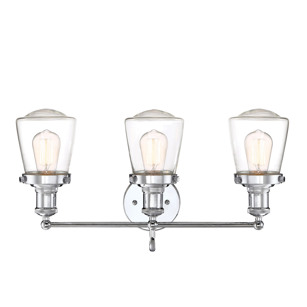Taylor 22.75 in. 3-Light Industrial Vanity Light with Clear Glass Shades