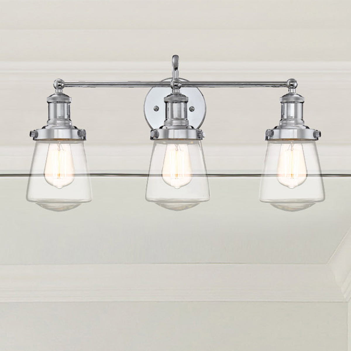 Taylor 22.75 in. 3-Light Industrial Vanity Light with Clear Glass Shades