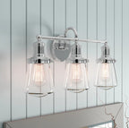 Taylor 22.75 in. 3-Light Industrial Vanity Light with Clear Glass Shades