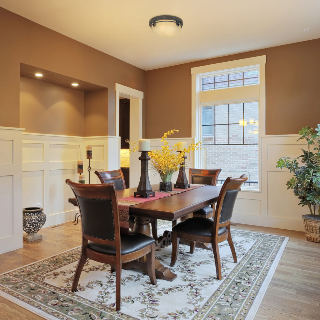 Mission Ridge 13 in. Mission Warm mahogany Medium-Base (E26) Bulb Flush Mount for Kitchens