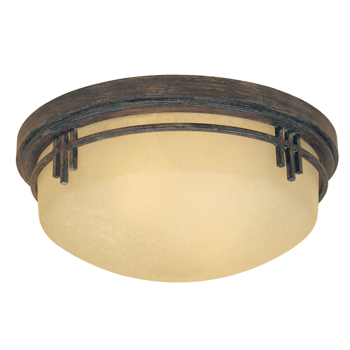 Mission Ridge 13 in. Mission Warm mahogany Medium-Base (E26) Bulb Flush Mount for Kitchens