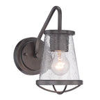 Darby 5.75 in. 1-Light Industrial Wall Sconce with Clear Seeded Glass Shade