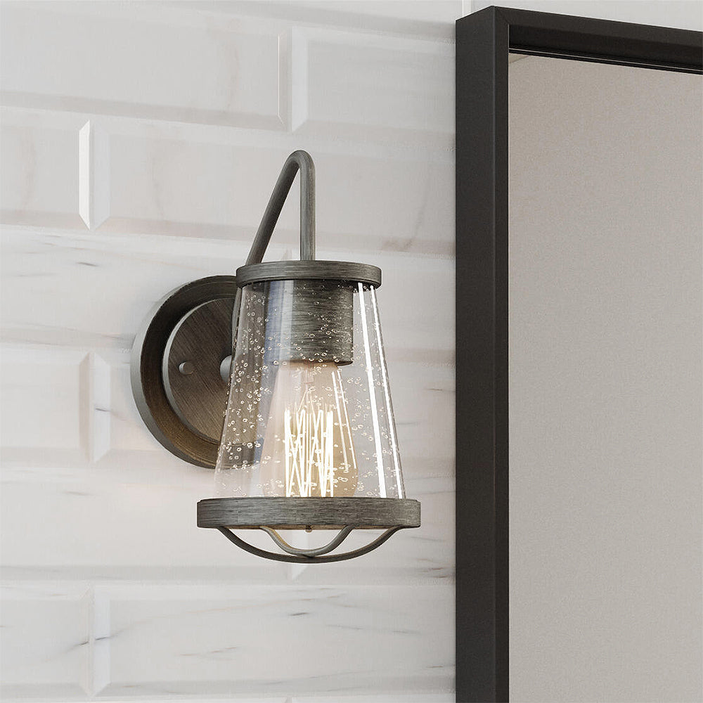 Darby 5.75 in. 1-Light Industrial Wall Sconce with Clear Seeded Glass Shade