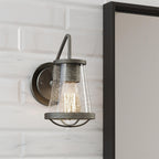 Darby 5.75 in. 1-Light Industrial Wall Sconce with Clear Seeded Glass Shade