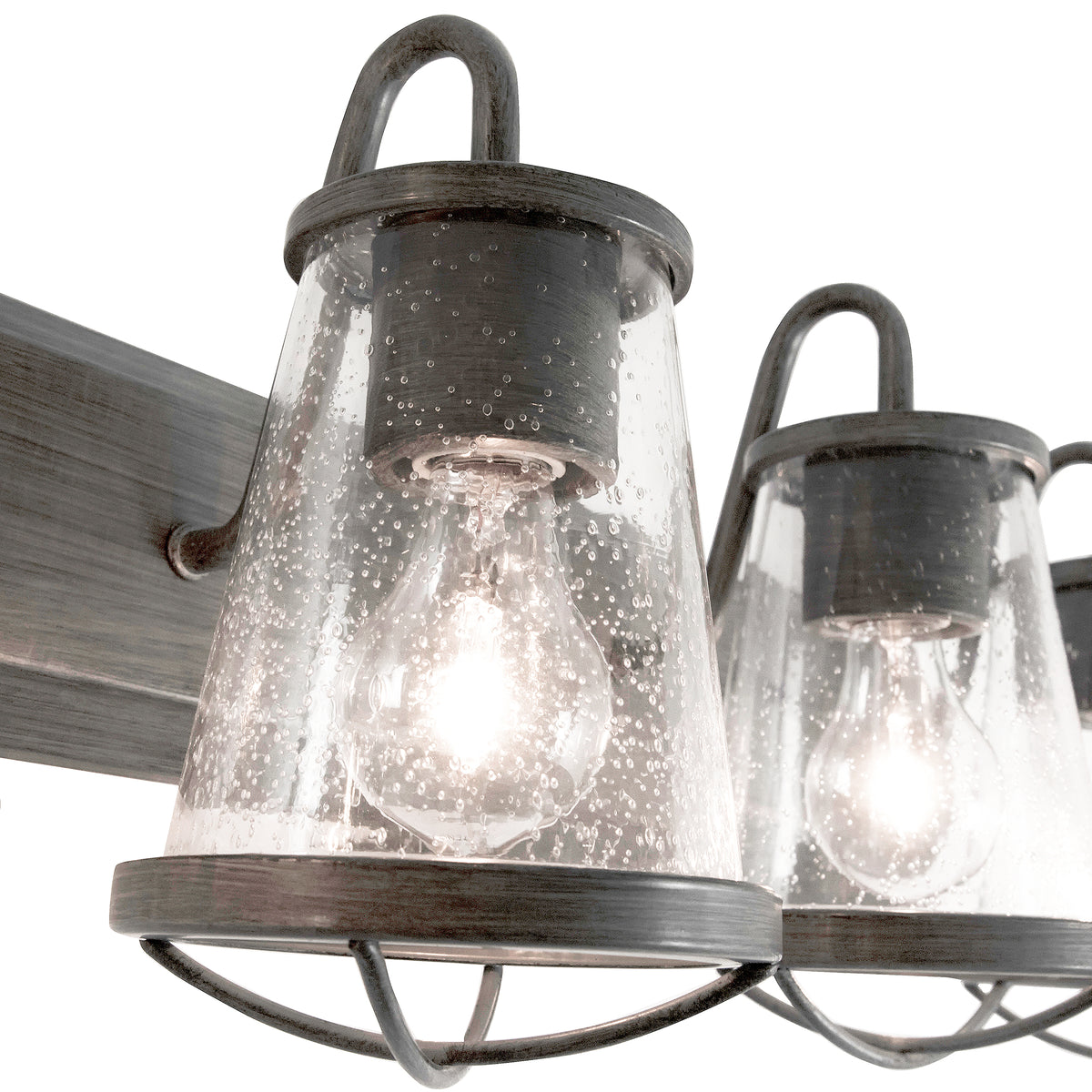 Darby 30 in. 4-Light Industrial Vanity Light with Clear Seeded Glass Shades