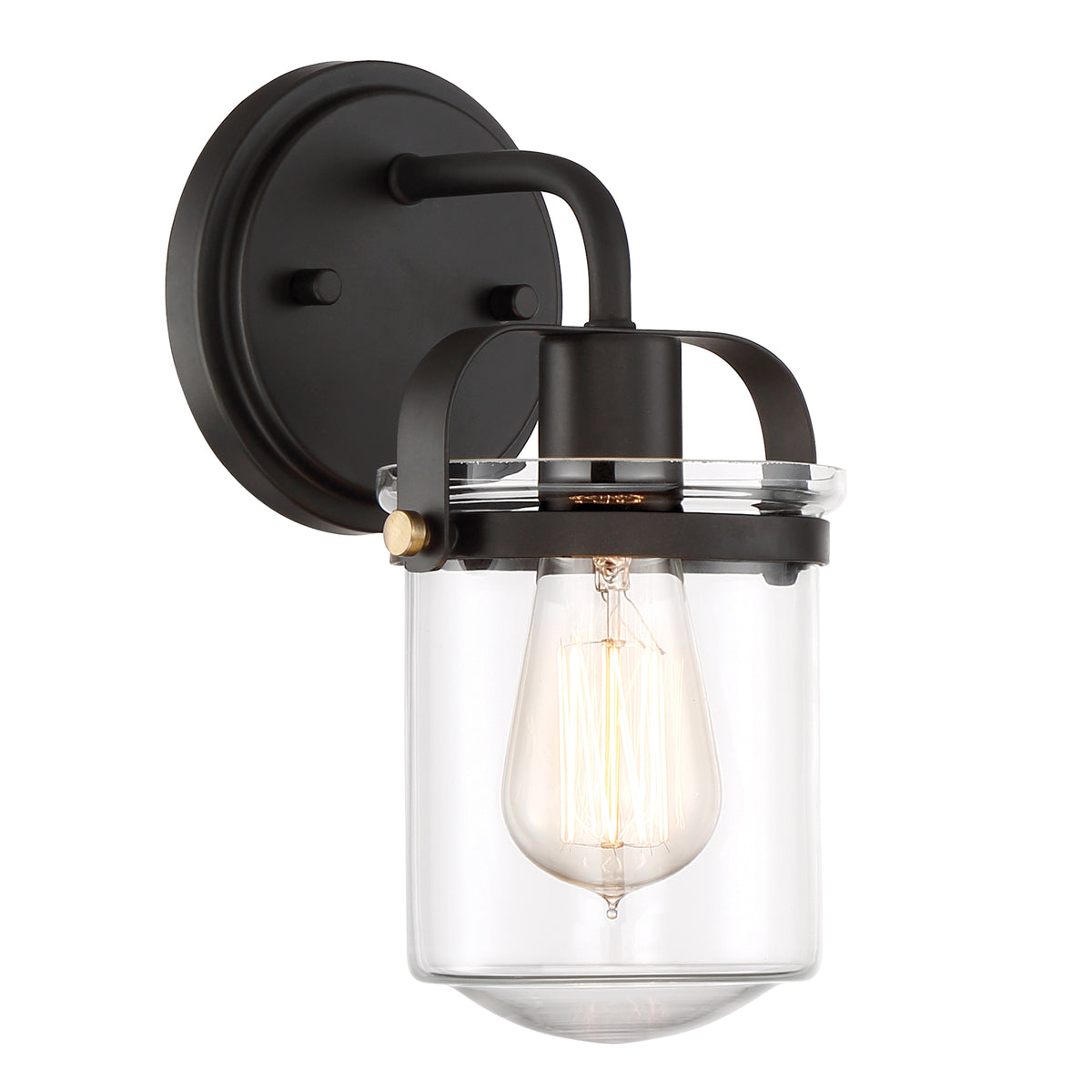 Jaxon 6 in. 1-Light Industrial Wall Sconce with Clear Glass Shade