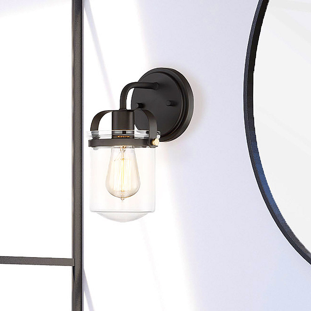 Jaxon 6 in. 1-Light Industrial Wall Sconce with Clear Glass Shade