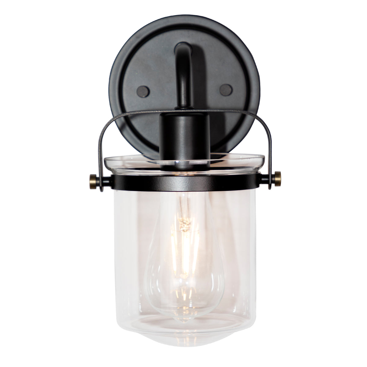 Jaxon 6 in. 1-Light Industrial Wall Sconce with Clear Glass Shade