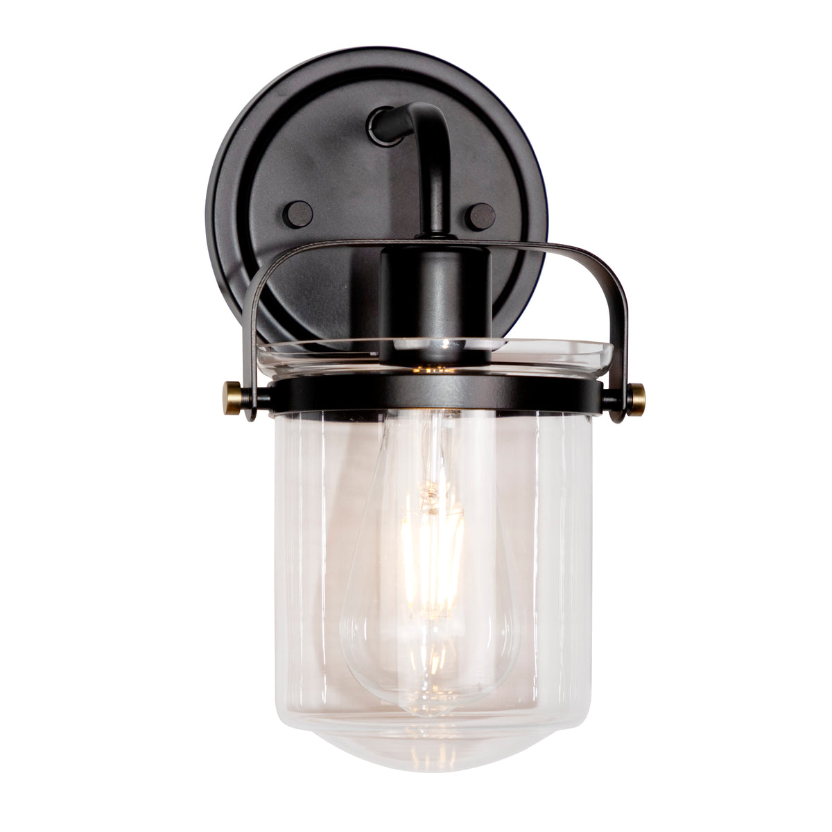 Jaxon 6 in. 1-Light Industrial Wall Sconce with Clear Glass Shade