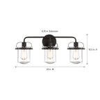 Jaxon 24 in. 3-Light Industrial Vanity Light with Clear Glass Shade