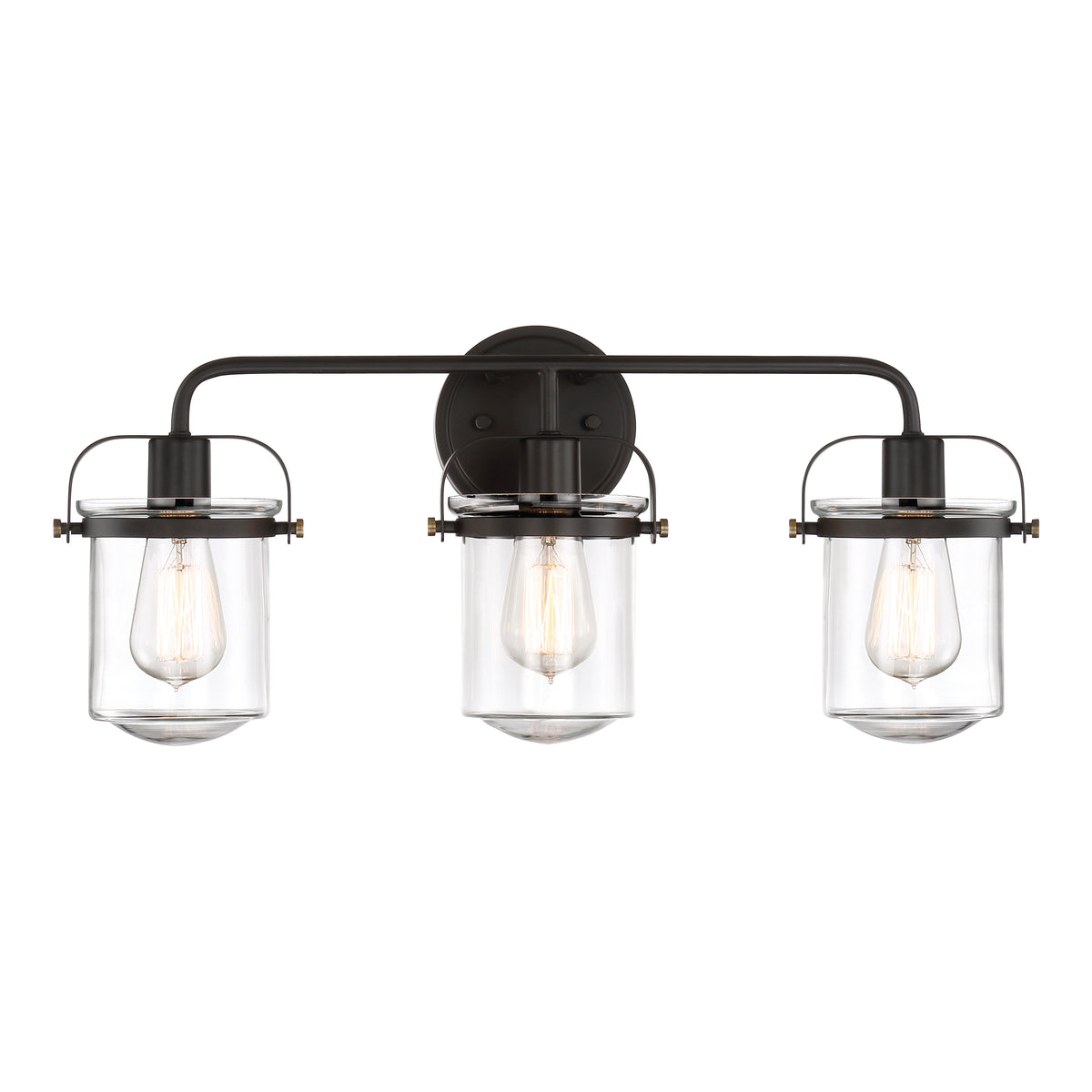 Jaxon 24 in. 3-Light Industrial Vanity Light with Clear Glass Shade