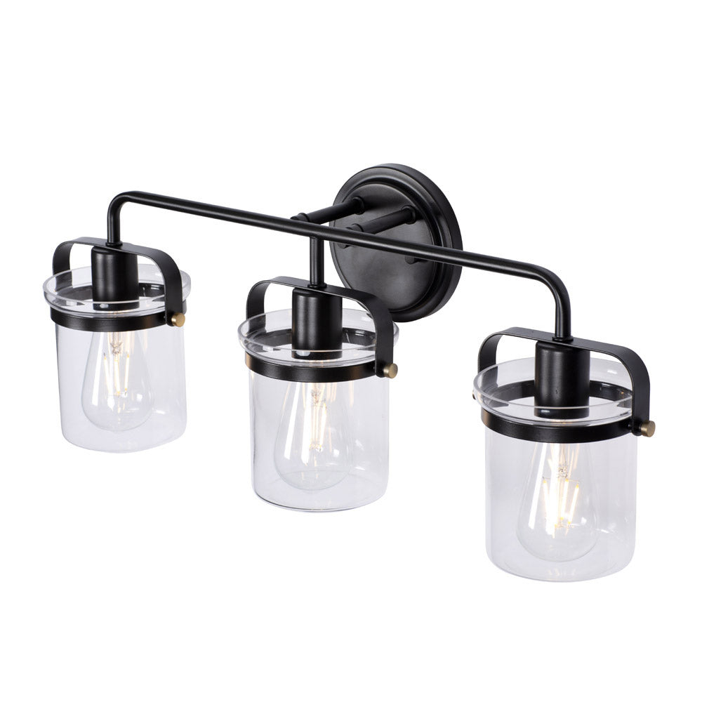 Jaxon 24 in. 3-Light Industrial Vanity Light with Clear Glass Shade