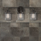 Jaxon 24 in. 3-Light Industrial Vanity Light with Clear Glass Shade