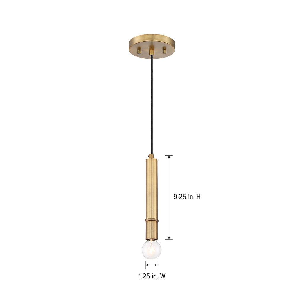 Emmett 60-Watt 1-Light Old Satin Brass Minimalist Mini Pendant Light and No Bulbs Included
