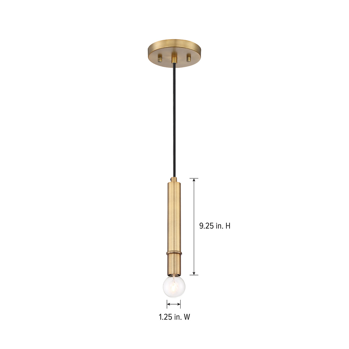 Emmett 60-Watt 1-Light Old Satin Brass Minimalist Mini Pendant Light and No Bulbs Included