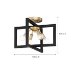 Xander 14.75 in. 4-Light Aged Warm Brass Minimalist Entryway Semi-Flush Mount with No Bulbs Included