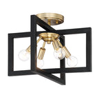Xander 14.75 in. 4-Light Aged Warm Brass Minimalist Entryway Semi-Flush Mount with No Bulbs Included