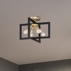 Xander 14.75 in. 4-Light Aged Warm Brass Minimalist Entryway Semi-Flush Mount with No Bulbs Included