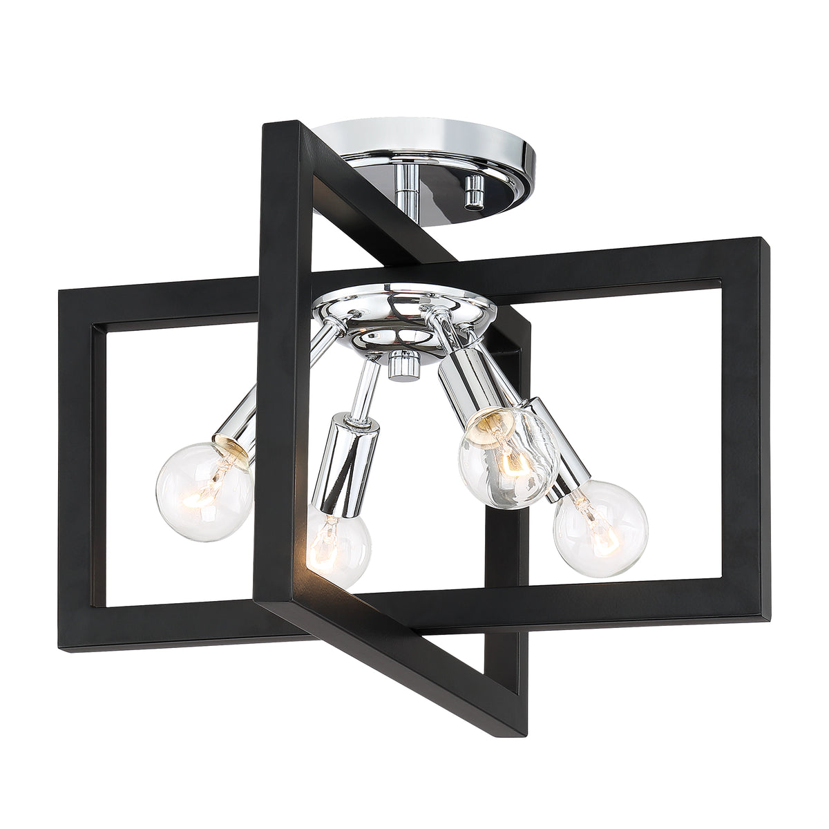 Xander 14.75 in. 4-Light Aged Warm Brass Minimalist Entryway Semi-Flush Mount with No Bulbs Included