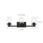 Jedrek 24 in. 3-Light Black Minimalist Vanity Light with Clear Glass Shades for Bathrooms