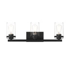Jedrek 24 in. 3-Light Black Minimalist Vanity Light with Clear Glass Shades for Bathrooms
