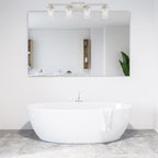 Jedrek 33.75 in. 4-Light Brushed Nickel Minimalist Vanity Light with Clear Glass Shades for Bathrooms