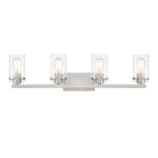 Jedrek 33.75 in. 4-Light Brushed Nickel Minimalist Vanity Light with Clear Glass Shades for Bathrooms