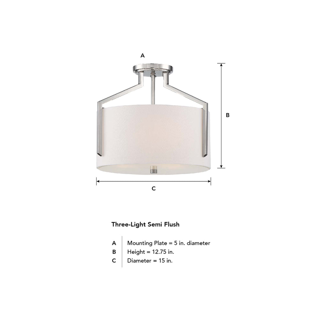 Elara Collection - 3 Light - Semi-Flush