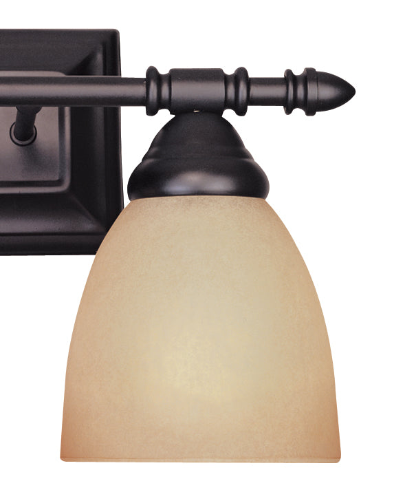 Apollo 15.75 in. 2-Light Oil Rubbed Bronze Modern Vanity Light with Amber Sandstone Glass Shades for Bathrooms