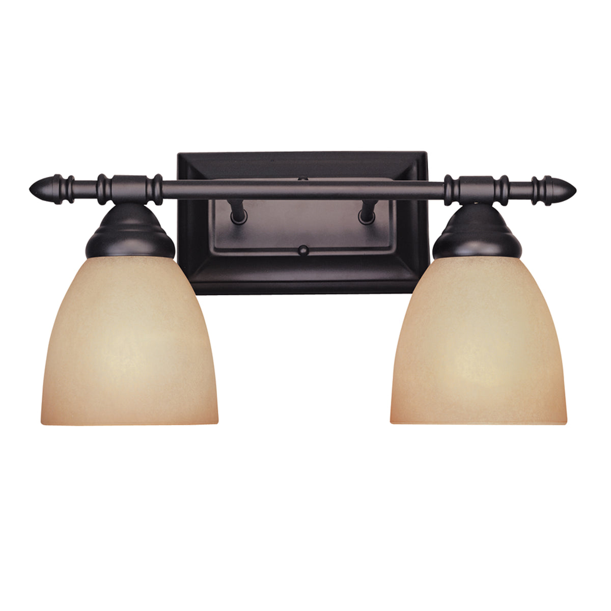 Apollo 15.75 in. 2-Light Oil Rubbed Bronze Modern Vanity Light with Amber Sandstone Glass Shades for Bathrooms