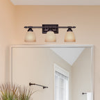Apollo 23.75 in. 3-Light Oil Rubbed Bronze Modern Vanity Light with Alabaster Glass Shades for Bathrooms